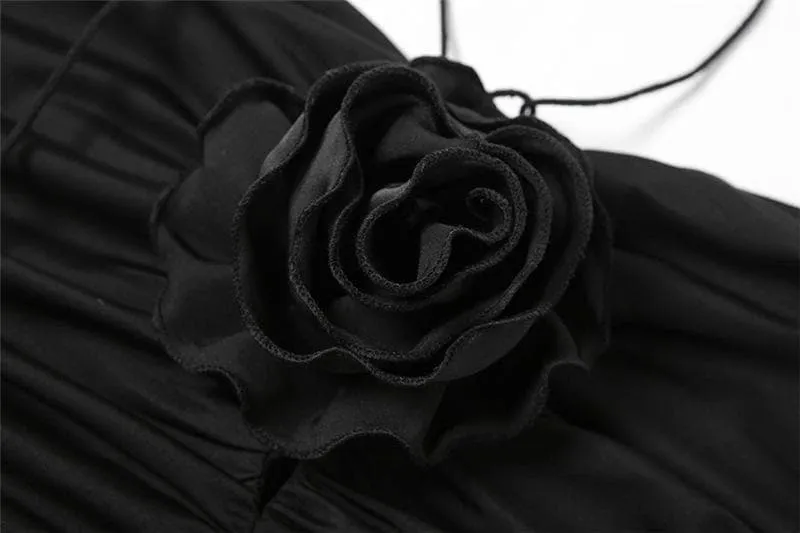 BerryBetty - Appliques solid ruched string dress