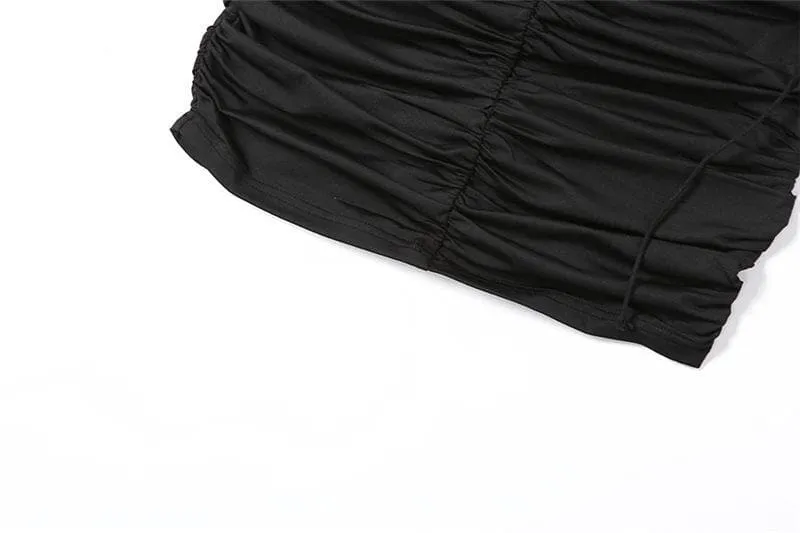 BerryBetty - Appliques solid ruched string dress