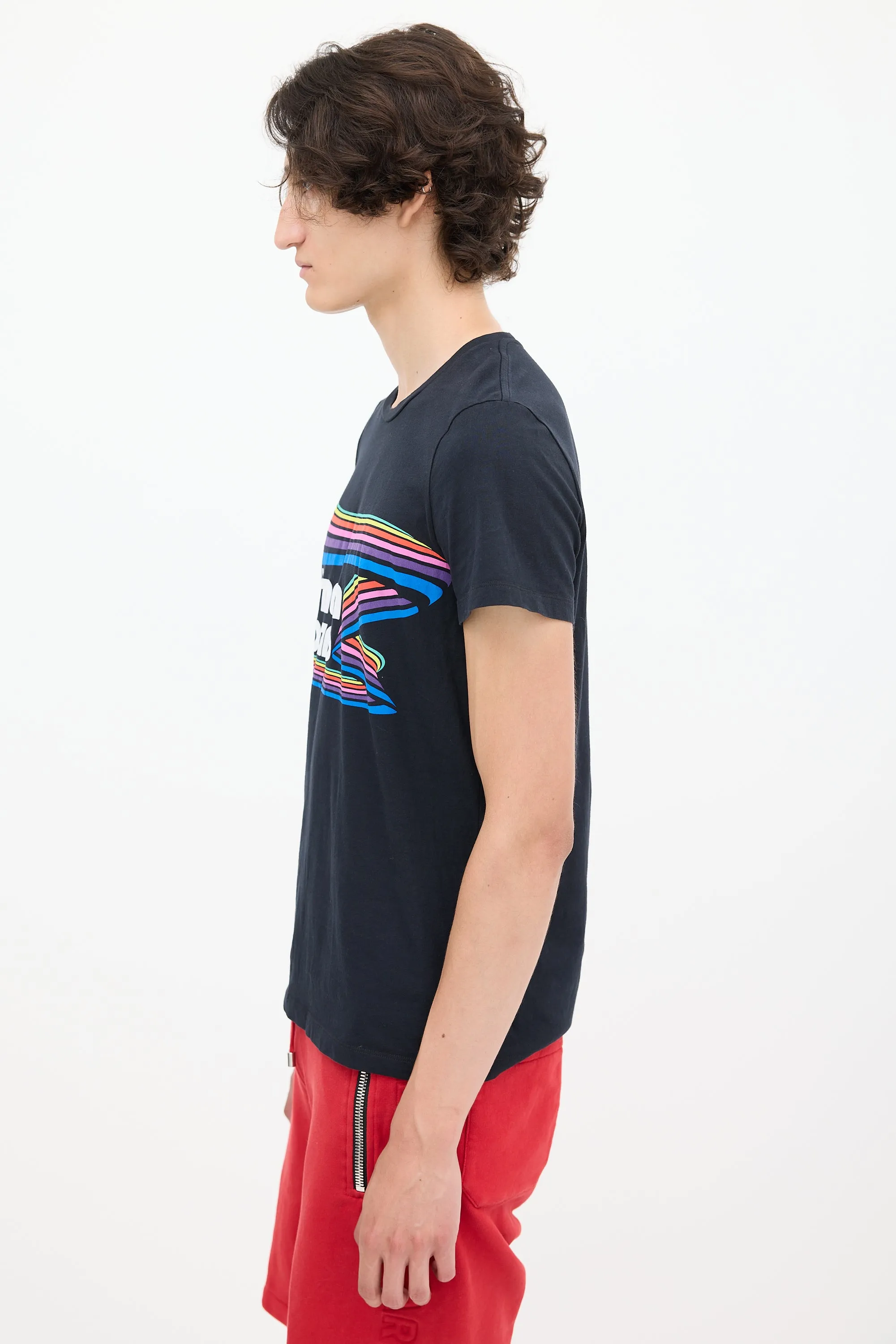 Black & Multicolour Rainbow Logo T-Shirt