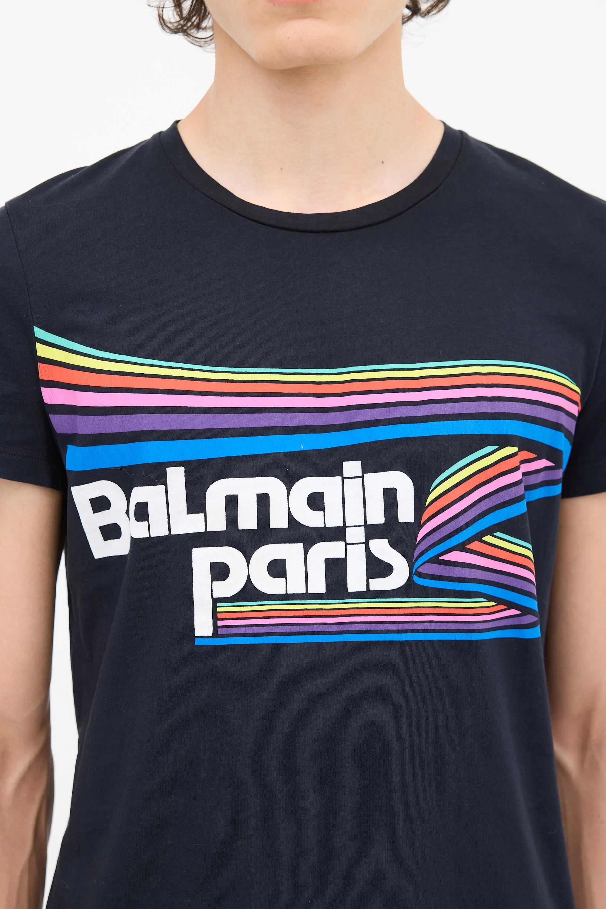 Black & Multicolour Rainbow Logo T-Shirt