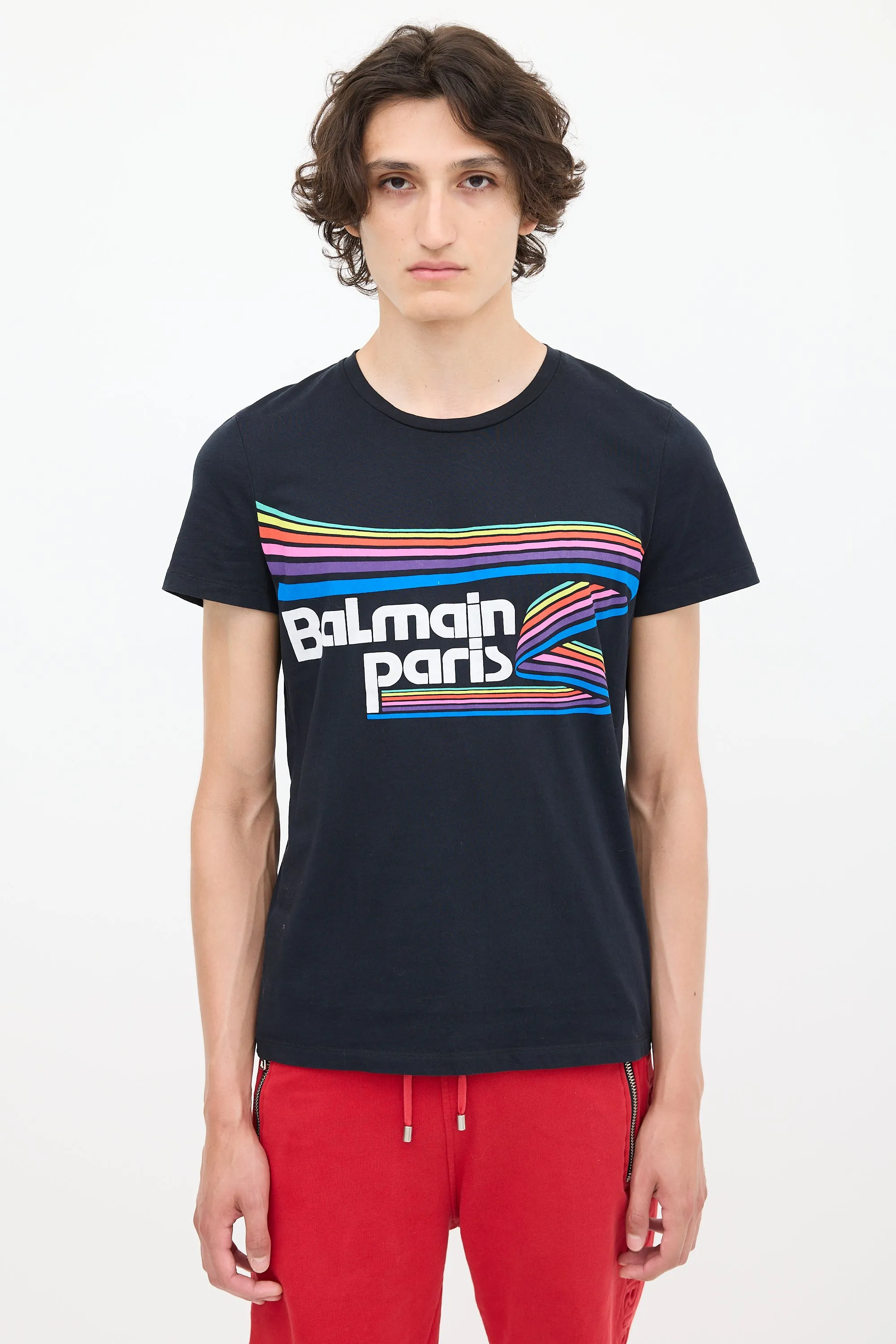Black & Multicolour Rainbow Logo T-Shirt