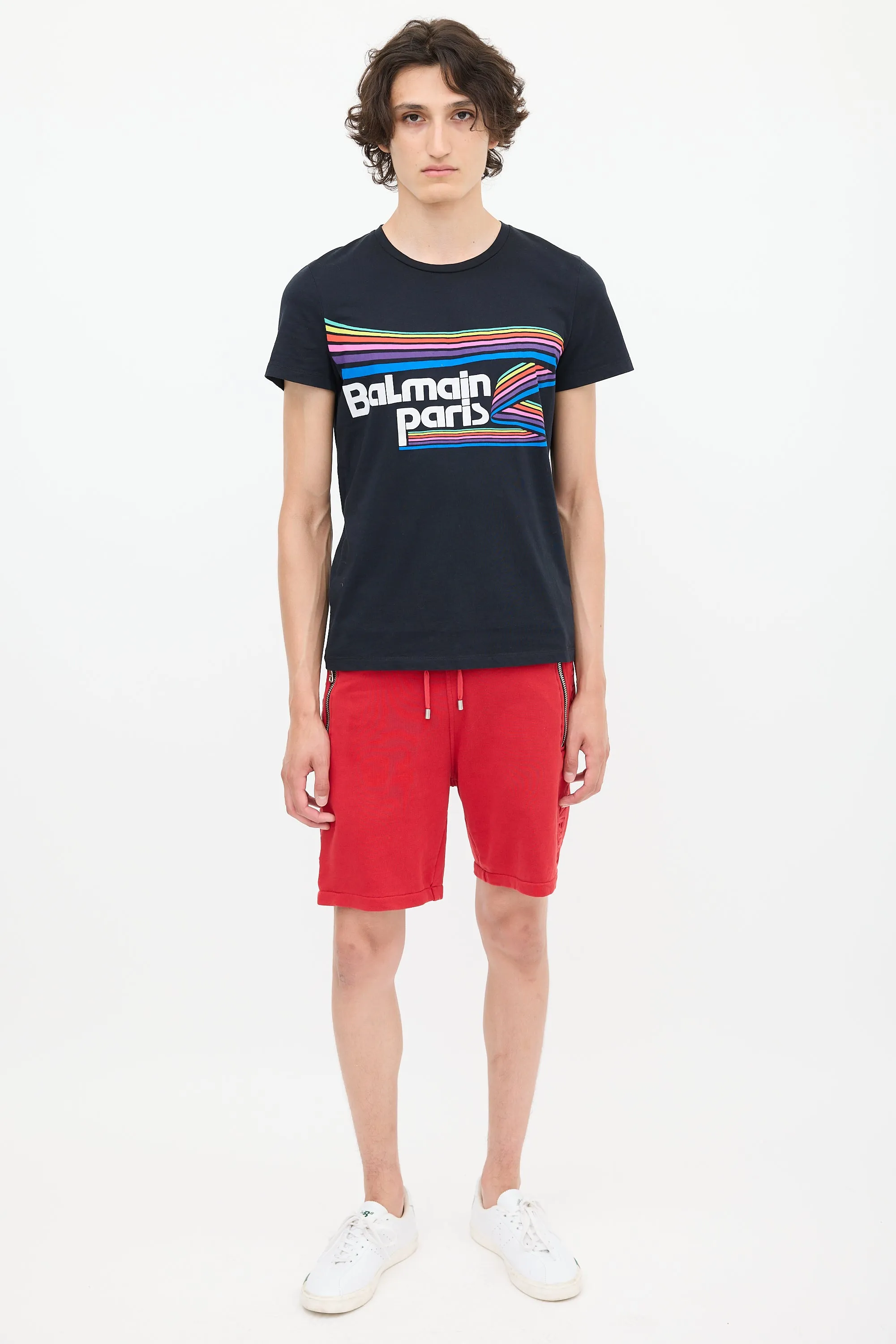 Black & Multicolour Rainbow Logo T-Shirt