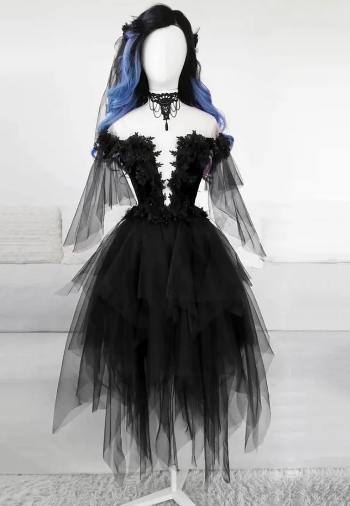 Black Lace Short Prom Dresses A-Line Mini Party Dresses Sexy Without Neck accessories