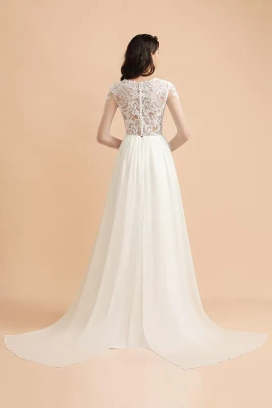 Bridelily Long Sleeve Lace Floor Length Boho Wedding Dresses