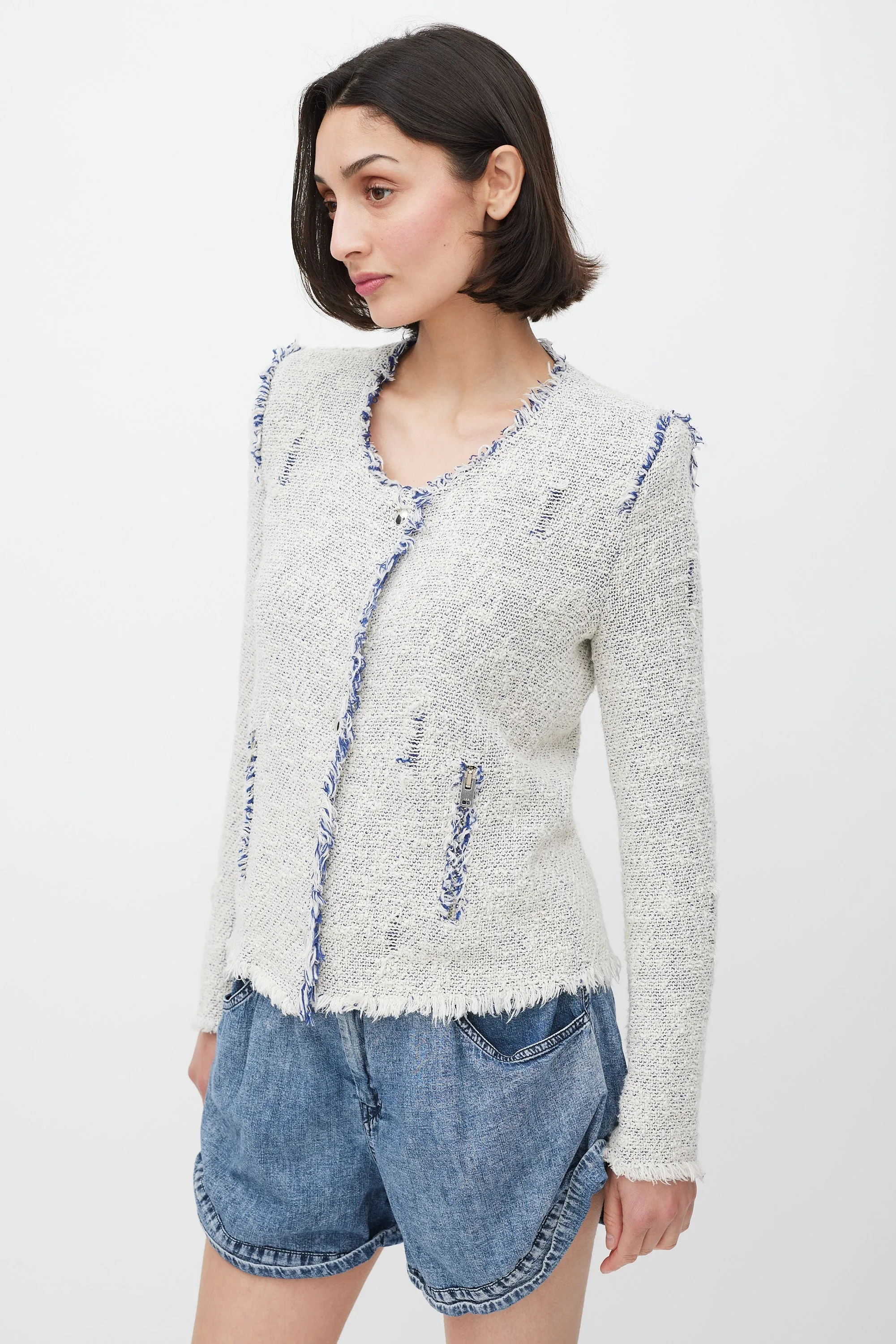 Cream & Blue Tweed Jacket