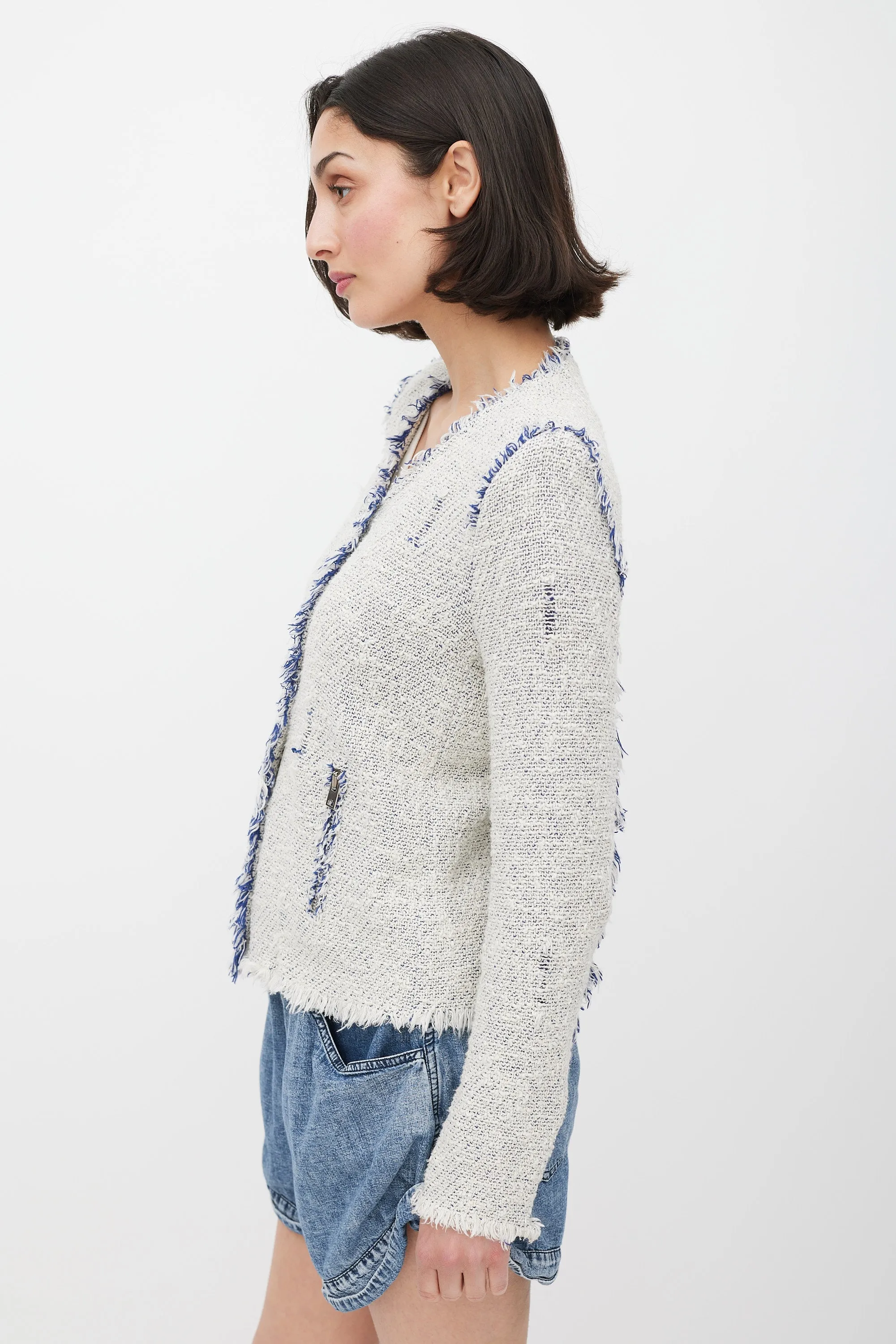 Cream & Blue Tweed Jacket