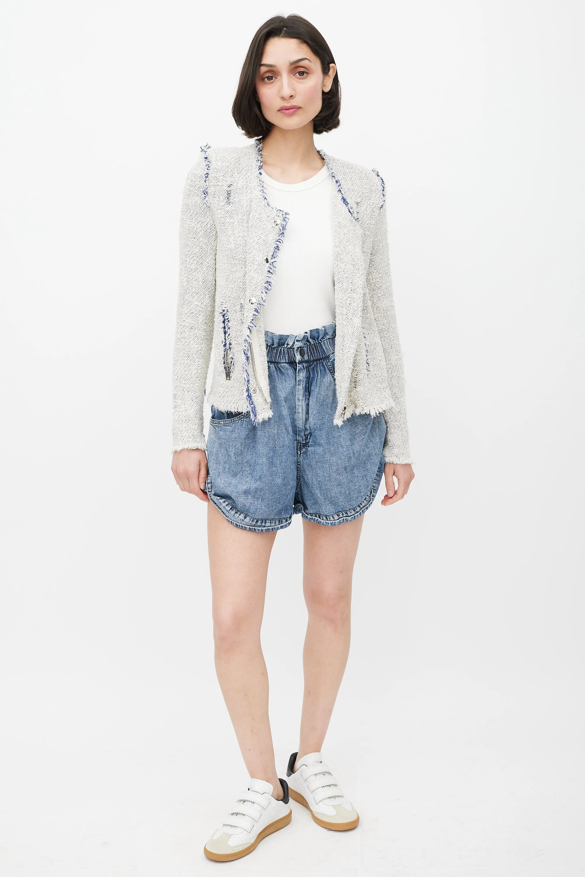 Cream & Blue Tweed Jacket