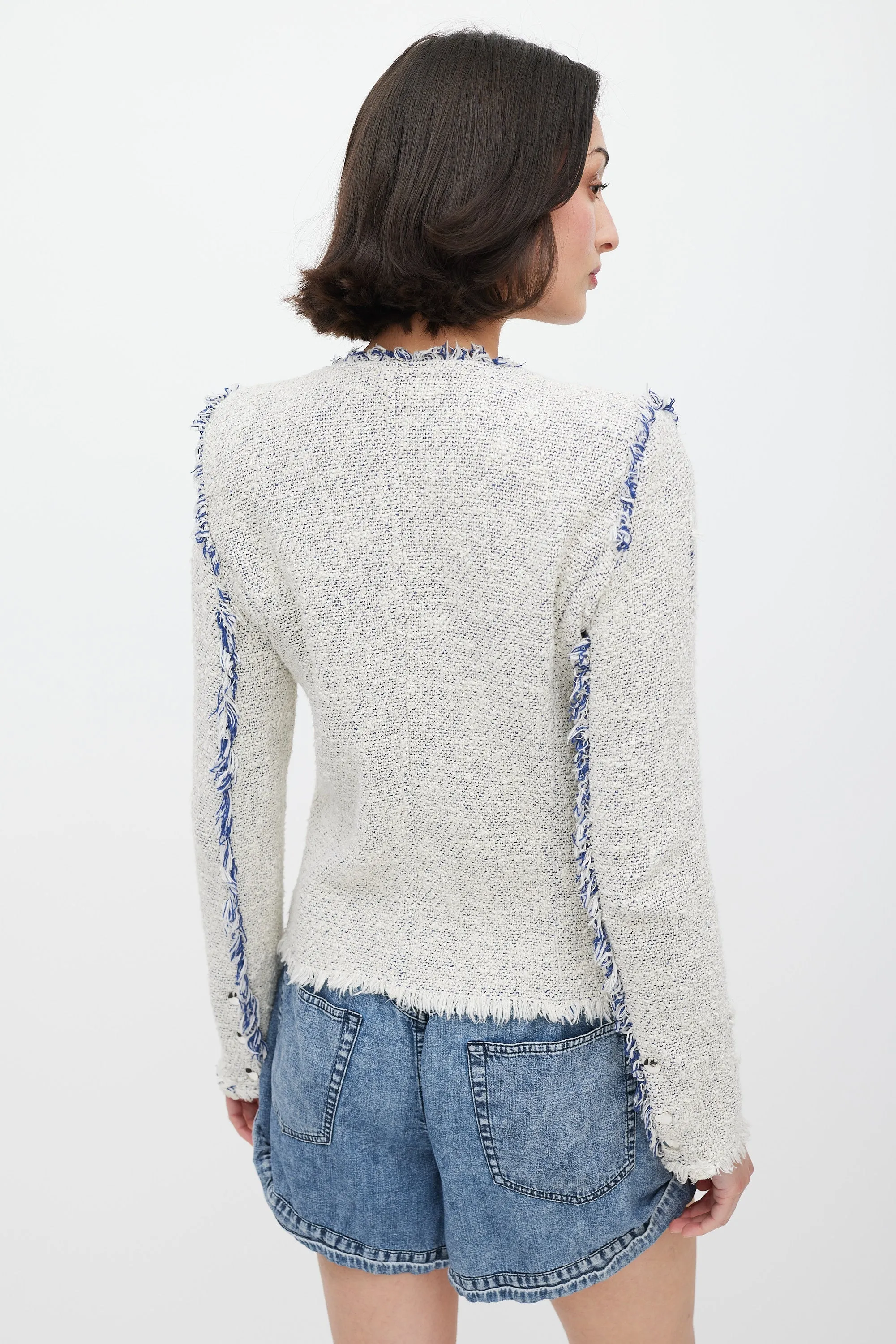 Cream & Blue Tweed Jacket