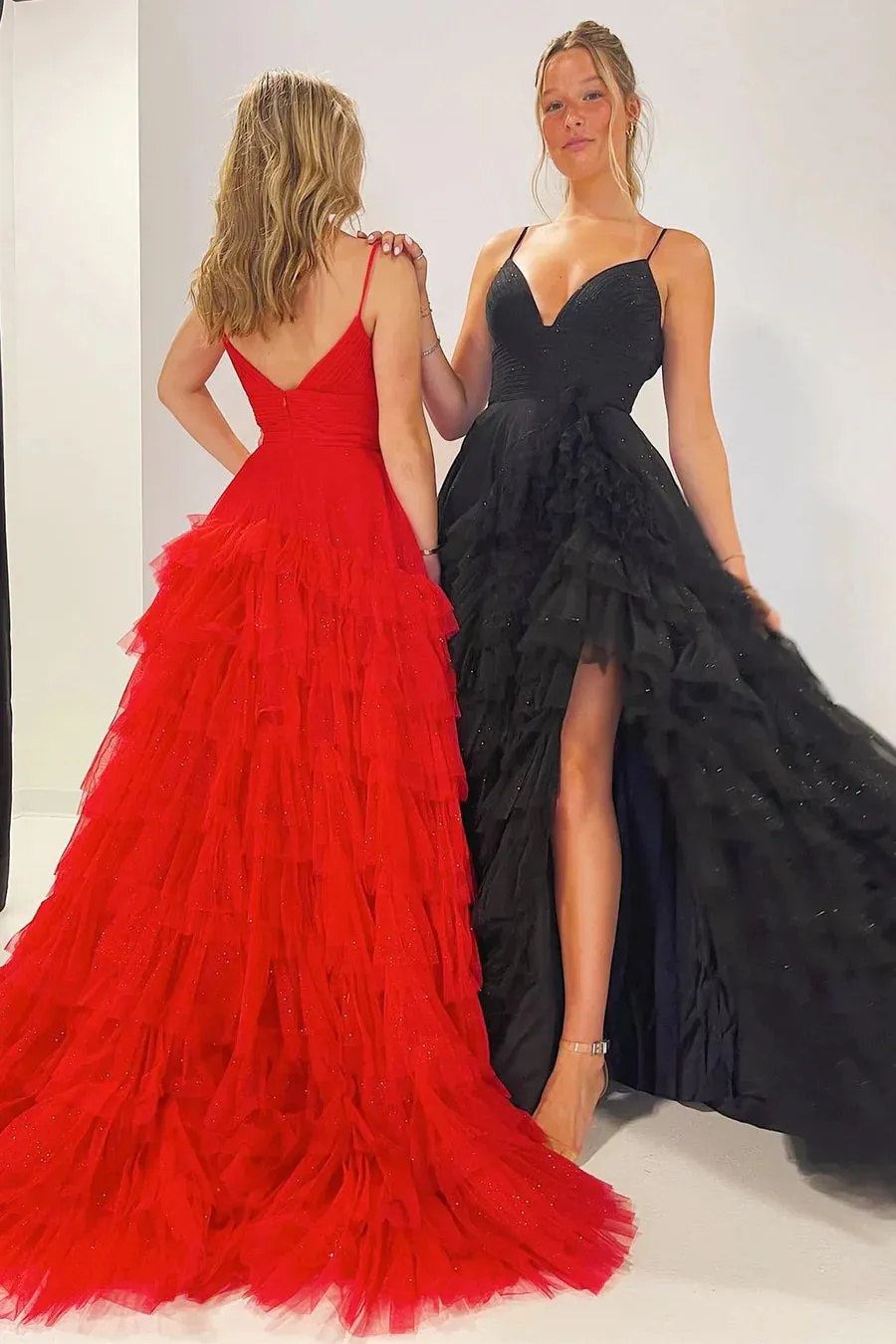 Dress Formal Women's Dresses High-Waist Tiered with Ruffles Tulle Party Dress Prom Dresses Shops