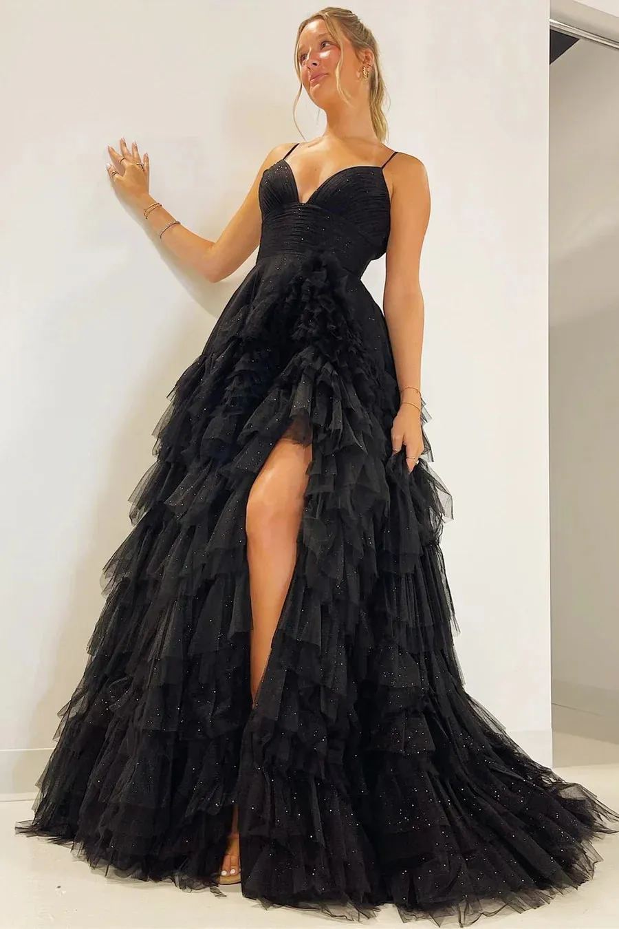 Dress Formal Women's Dresses High-Waist Tiered with Ruffles Tulle Party Dress Prom Dresses Shops