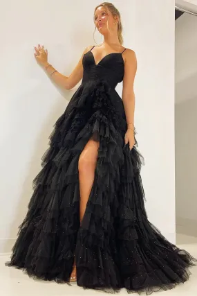 Dress Formal Women's Dresses High-Waist Tiered with Ruffles Tulle Party Dress Prom Dresses Shops