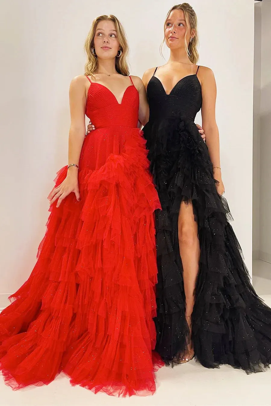 Dress Formal Women's Dresses High-Waist Tiered with Ruffles Tulle Party Dress Prom Dresses Shops