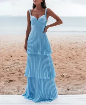 Elegant Dresses Evening Wear A-Line Pleated Blue Prom Dress Formal Party Dress Prom Dresses Shops