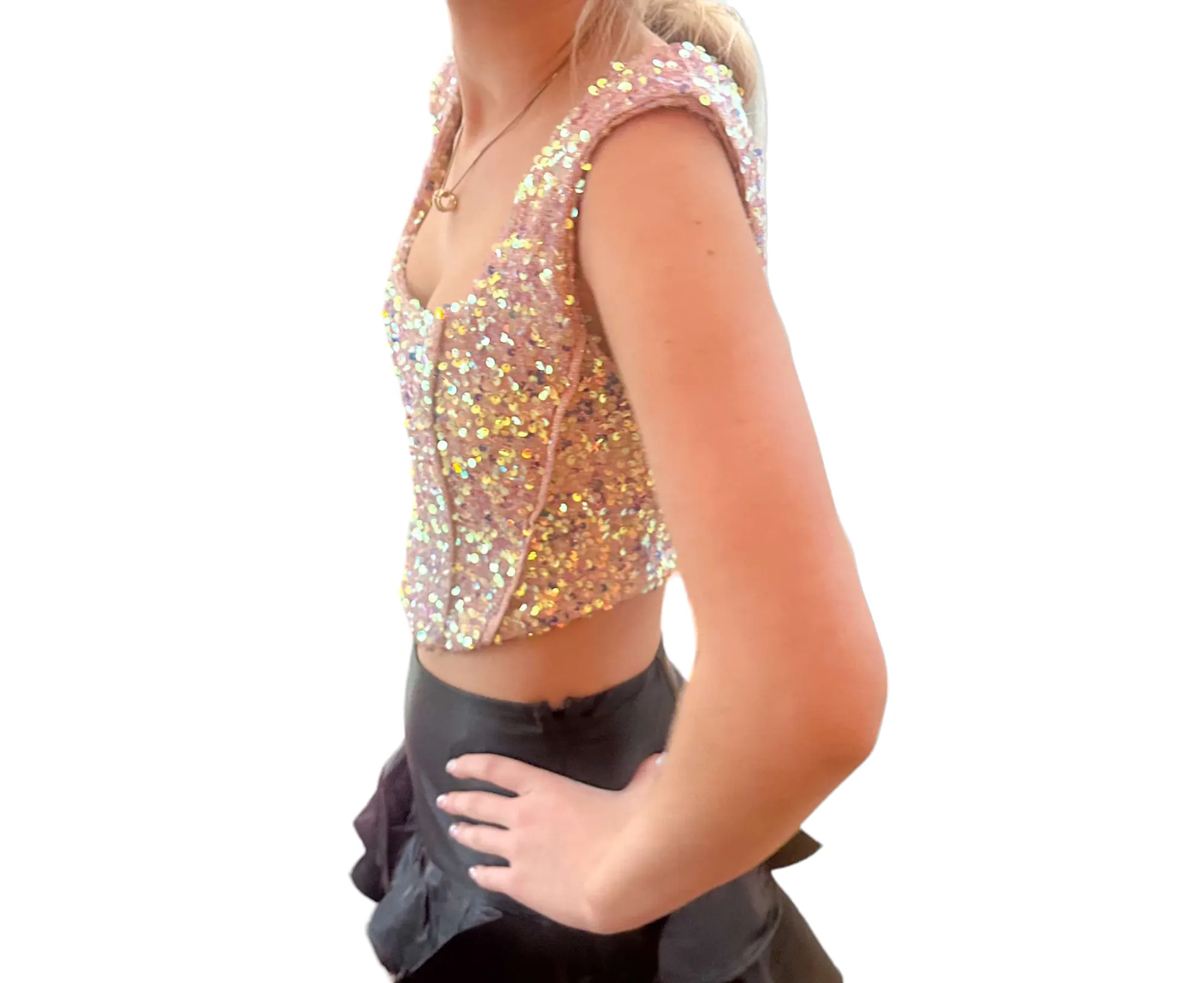 Glamorous Gold Sequin Corset Top for New Year’s Eve