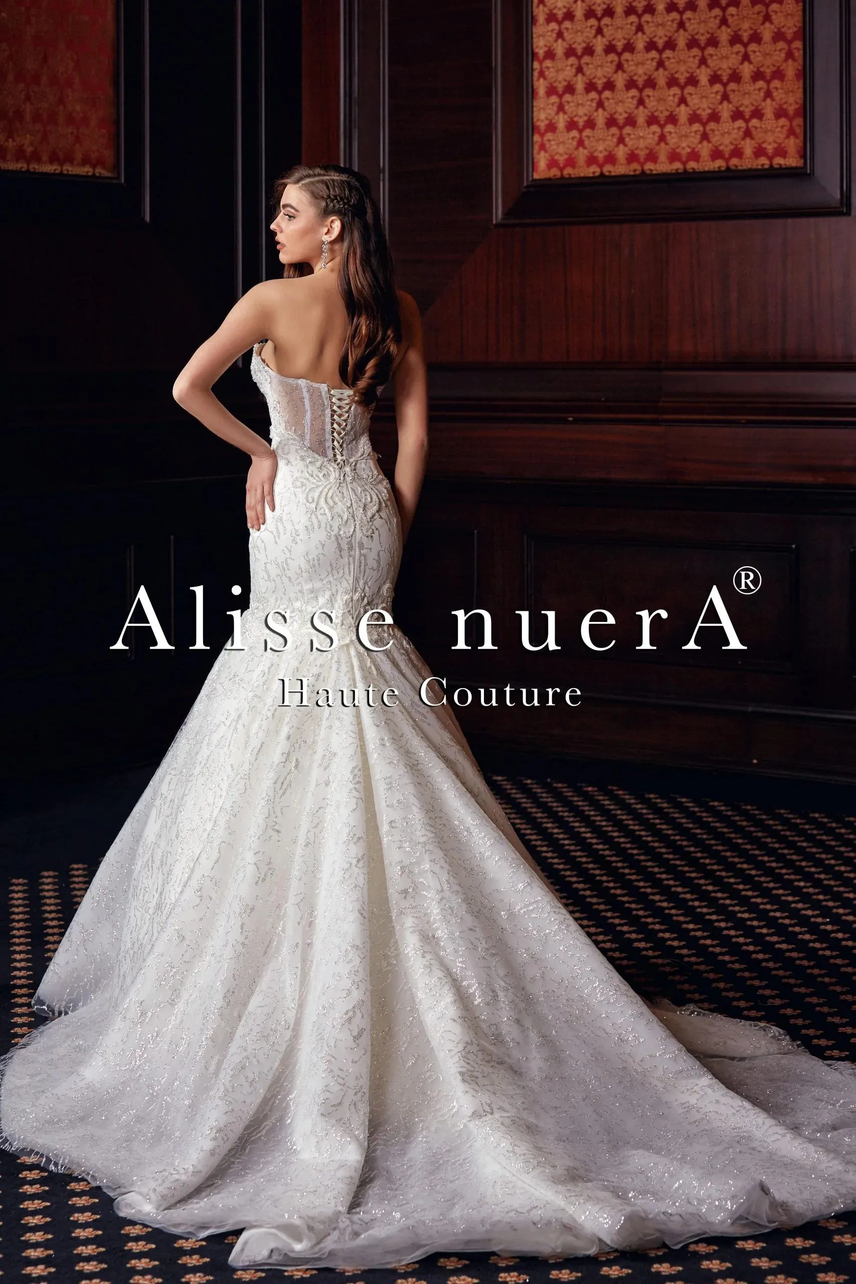 Glittering Trumpet Skirt Wedding Dress with Removable Sparkling Tulle Sleeve
