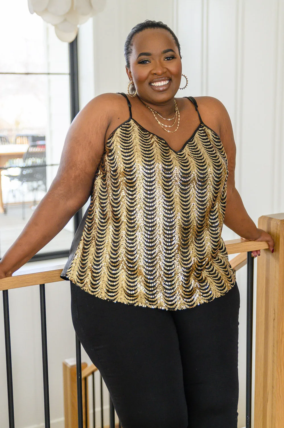 Sequin Tank in Gold