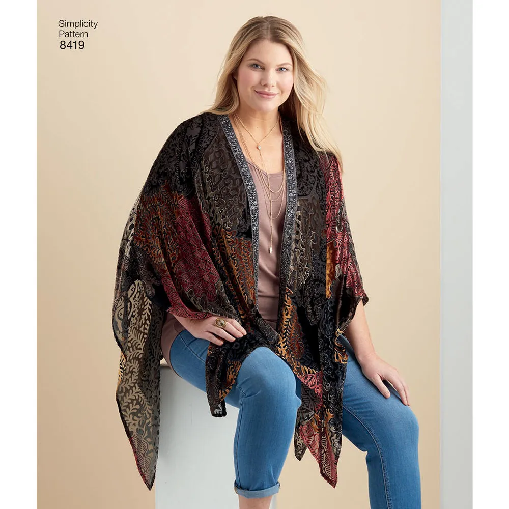 Simplicity Pattern S8419 Misses' Kimono Style Wrap with Variations