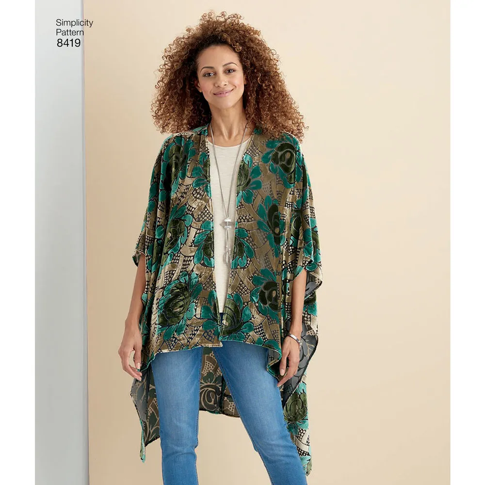 Simplicity Pattern S8419 Misses' Kimono Style Wrap with Variations