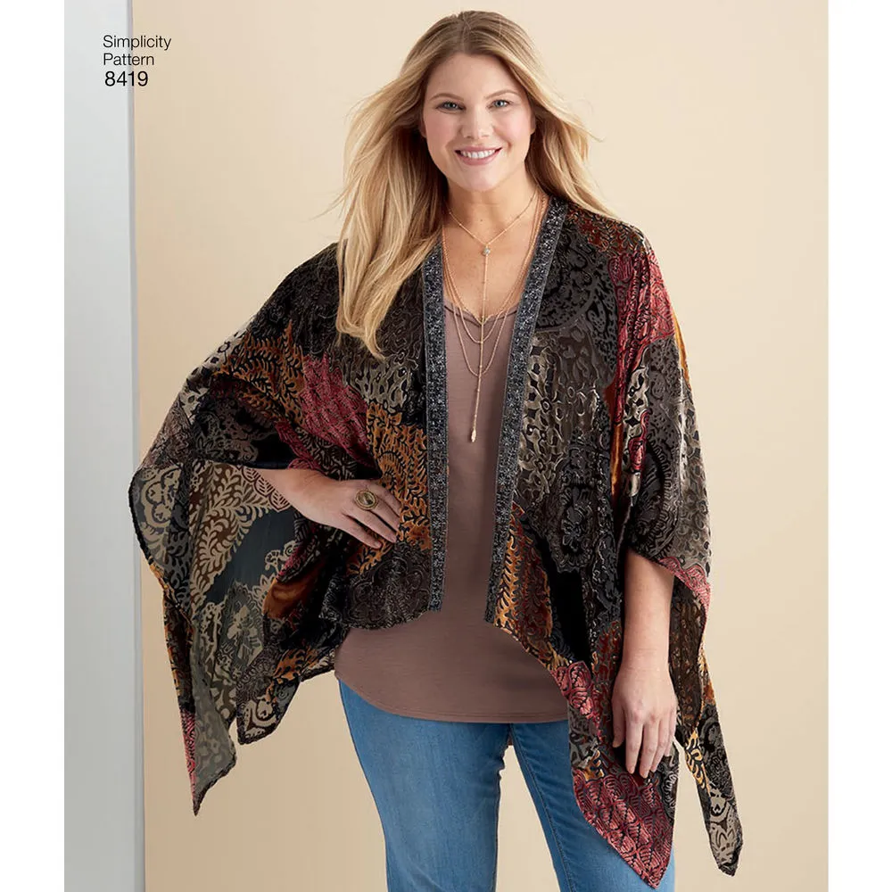 Simplicity Pattern S8419 Misses' Kimono Style Wrap with Variations