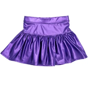 Slick Metallic Gathered Skort - Purple