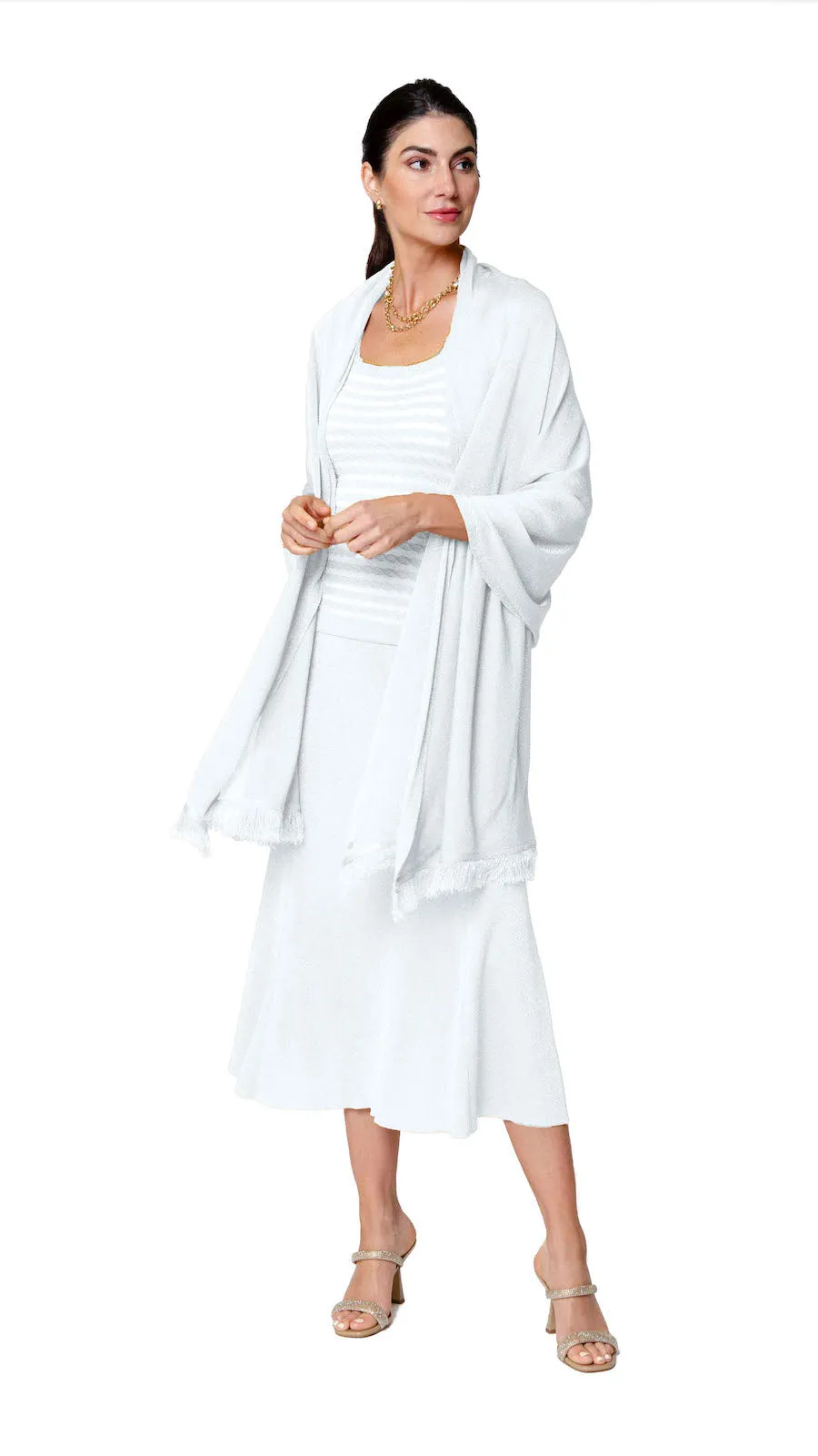 Star Dust Shimmer Shawl - Silver White