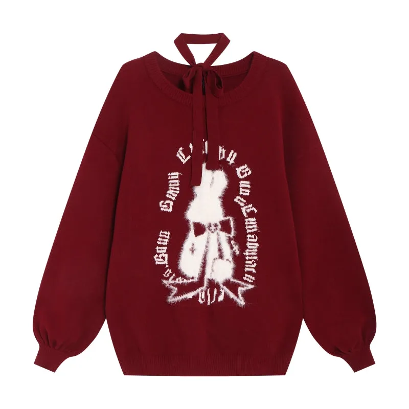 Sweet Girly Christmas Style Lantern Sleeve Sweater