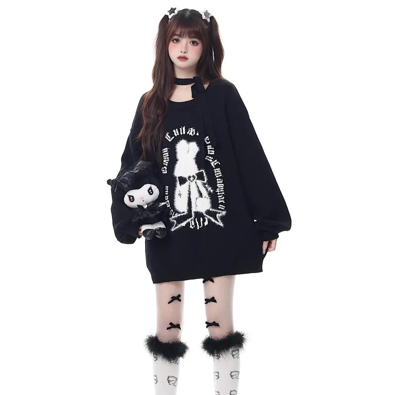 Sweet Girly Christmas Style Lantern Sleeve Sweater