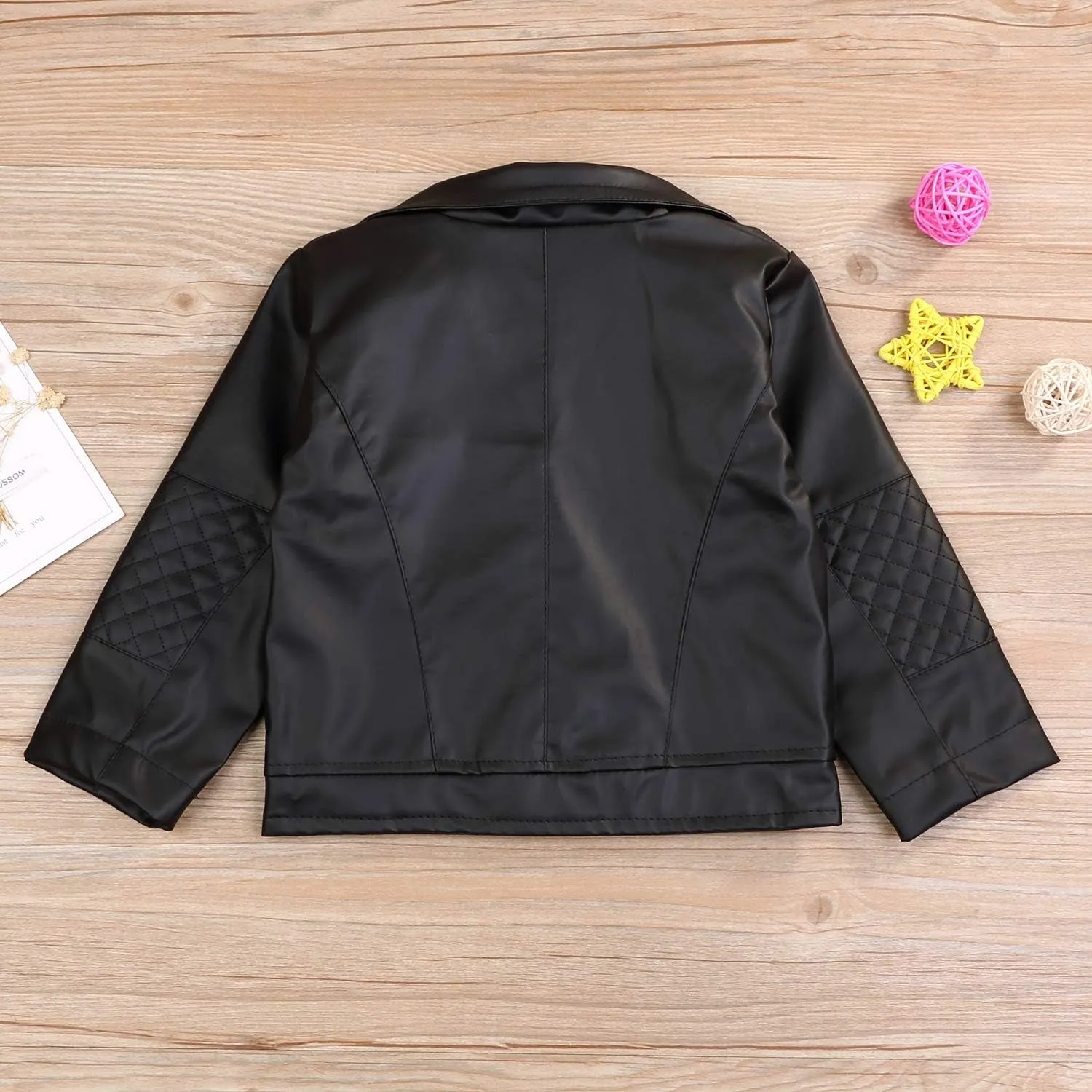 Toddler Boys Girls Motorcycle Faux Leather Jackets Coat Winter Outwear for 1-5Y