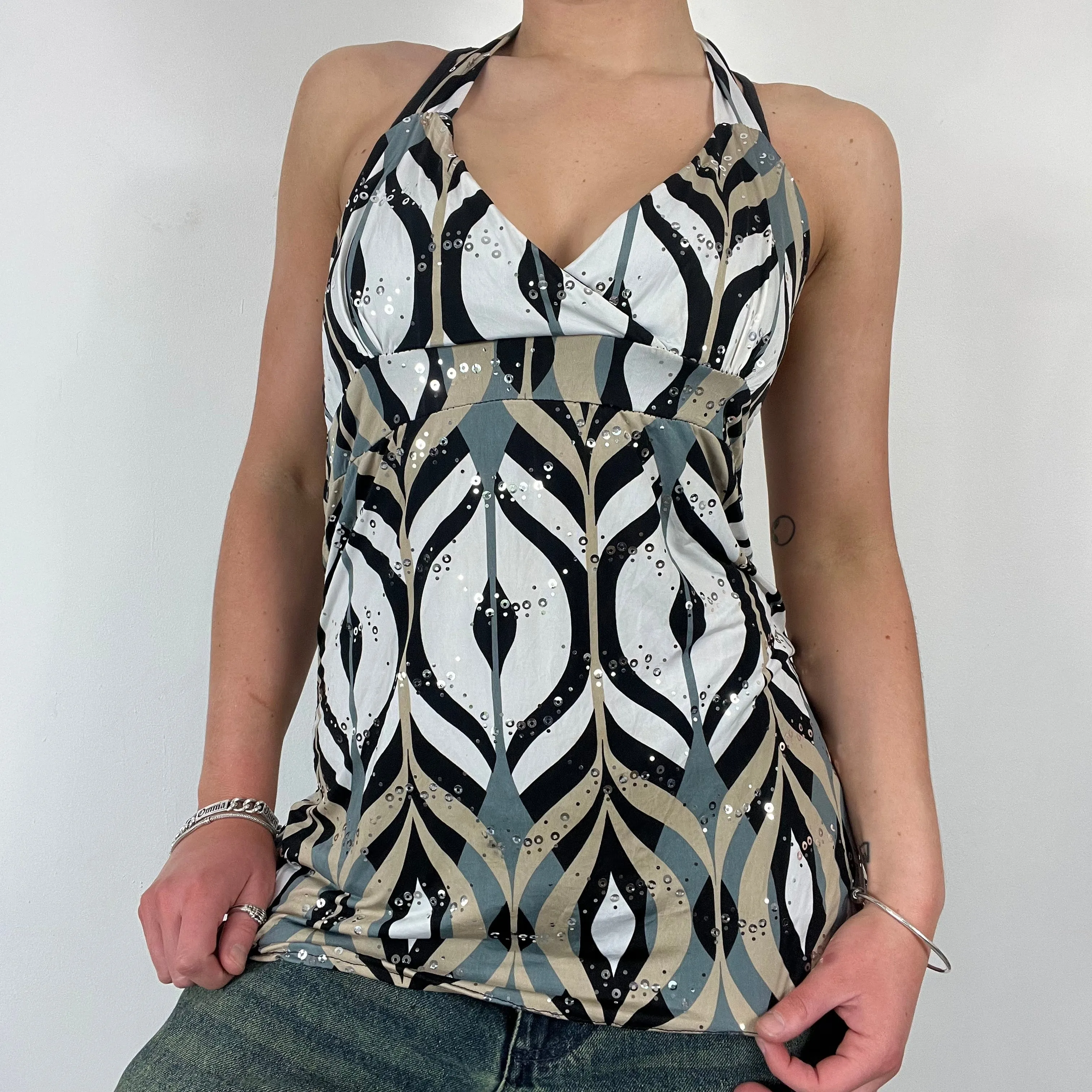 Y2K halter sequin top - Size M